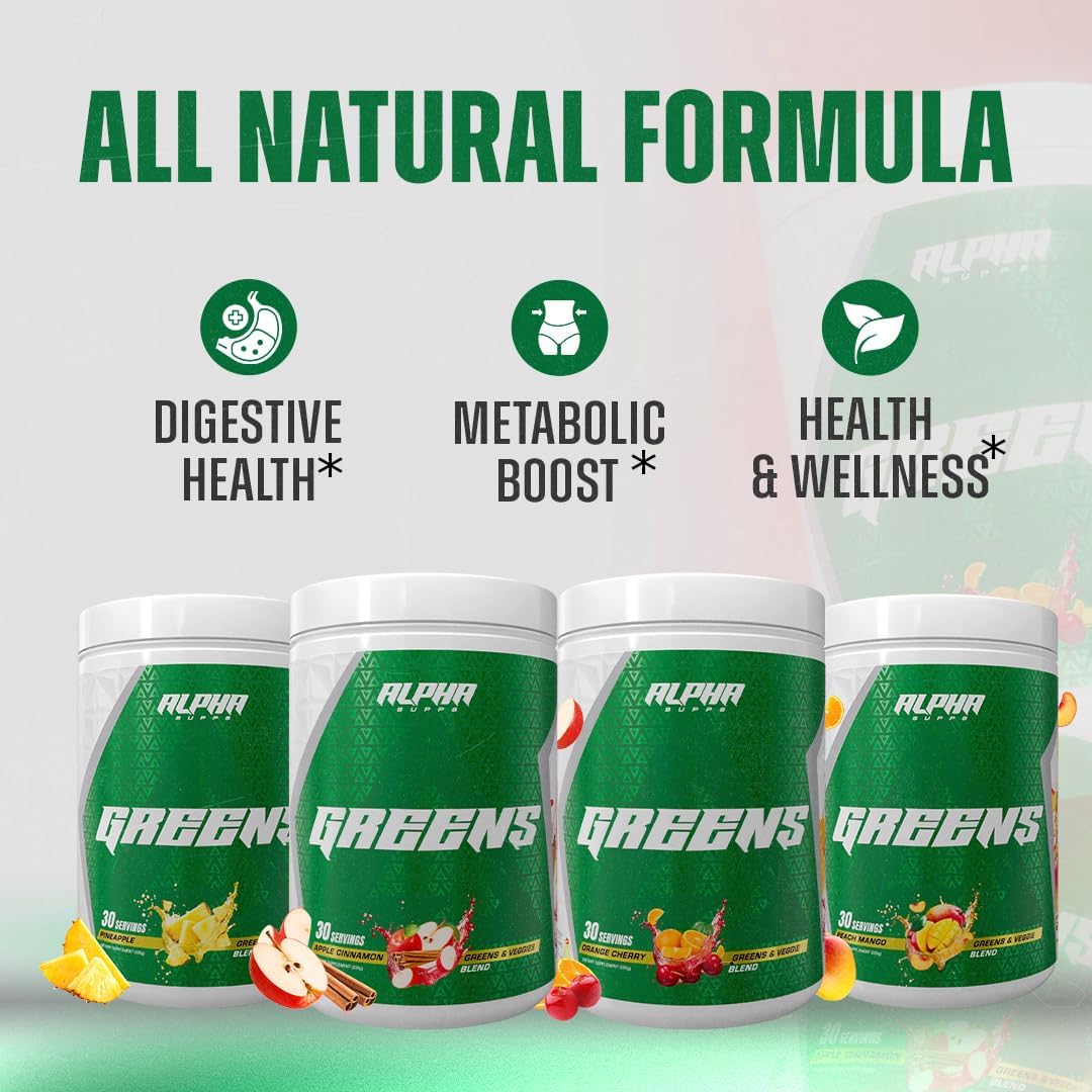 Alpha Supps Alpha Greens Superfood Powder - Peach Mango, 30 Servings - görsel 5