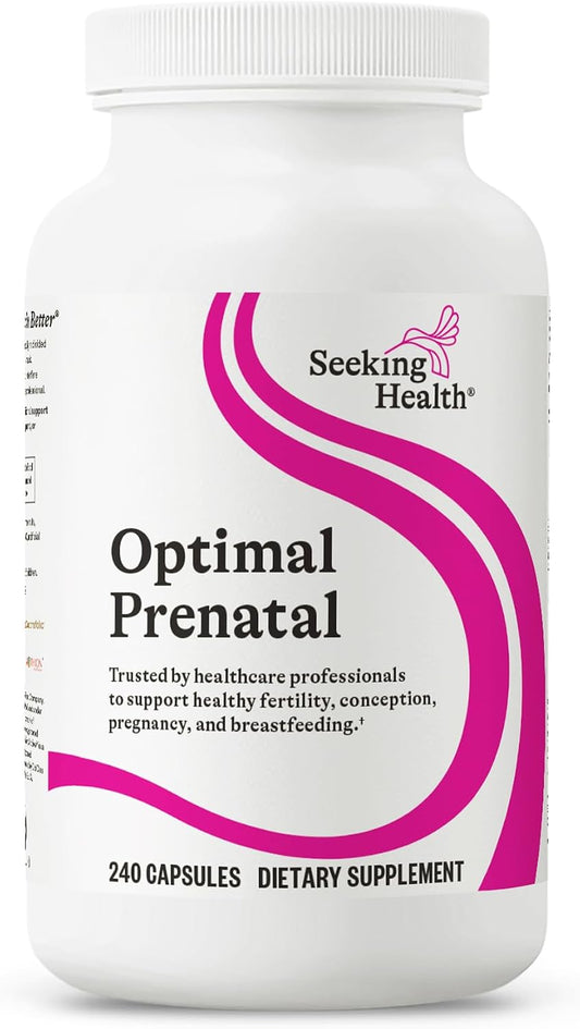 Seeking Health Optimal Prenatal – with Vitamin B12, L-Methylfolate & Choline – Vegetarian Food Supplement for Maternal Health – 240 Capsules