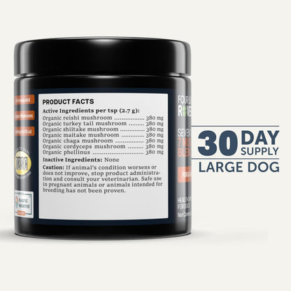 Four Leaf Rover Seven Shrooms Organic Mushroom Supplement for Dogs