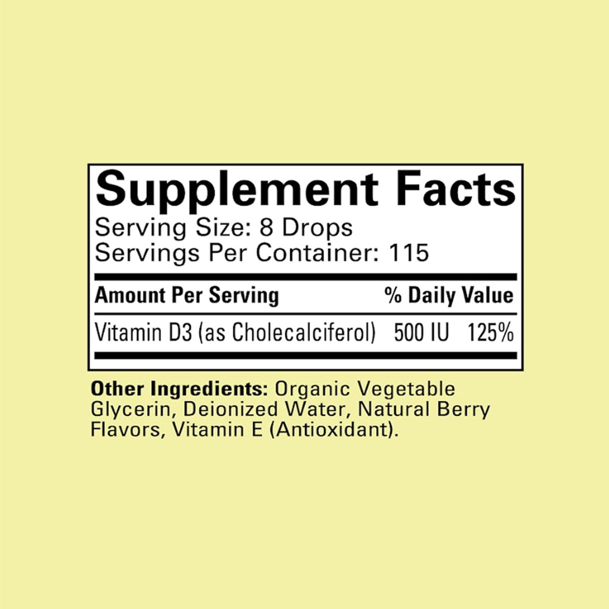 ChildLife Essentials Baby Vitamin D3 Drops - Natural Berry Flavour, 500 IU (12.5 µg), 1 fl oz (30 ml) (Pack of 3) - görsel 2