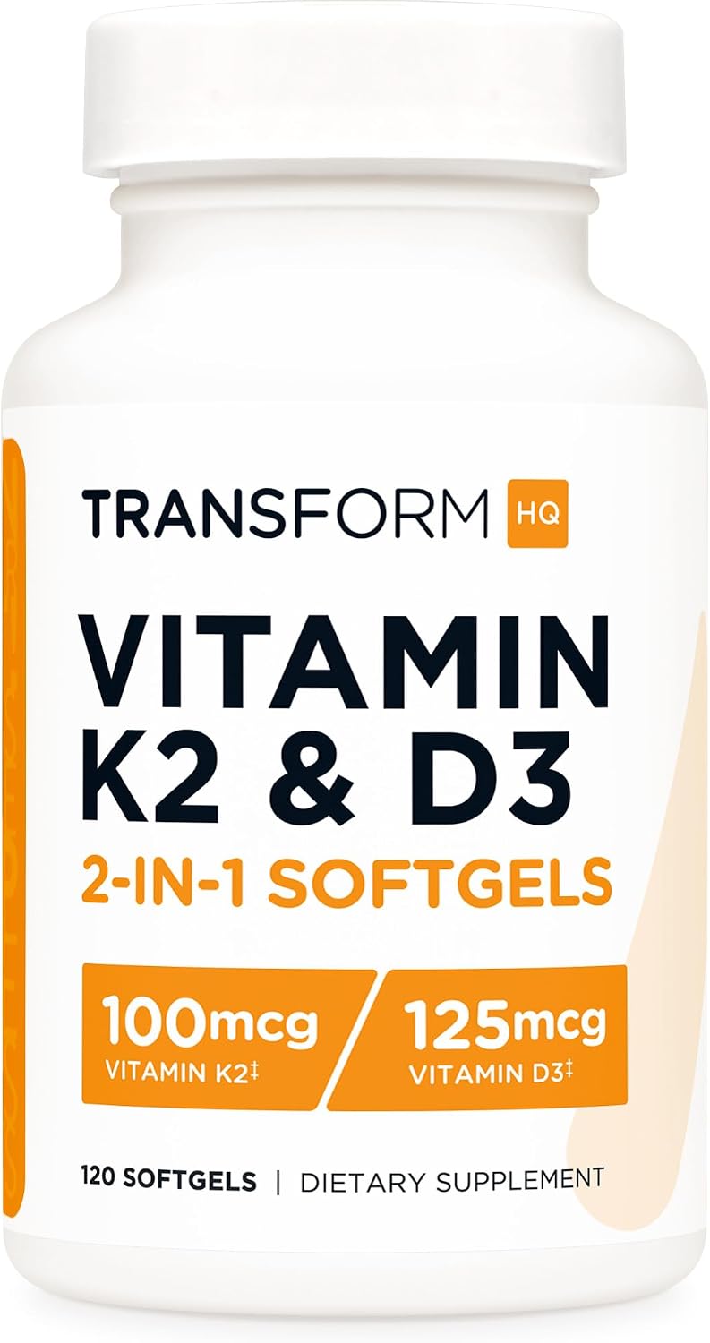 TransformHQ Vitamin K2 (MK7) (100 µg) + Vitamin D3 (5000 IU) - 120 Soft gel capsules - görsel 1