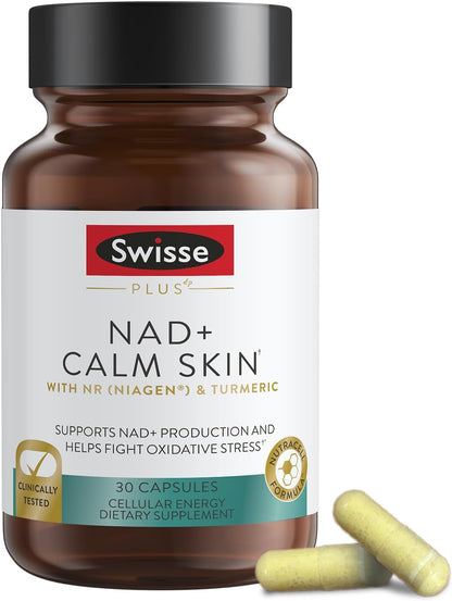 Swisse Plus NAD+ Calm Skin – Clinically Tested NAD+ Supplement for Balanced, Healthy Skin (30 Capsules)