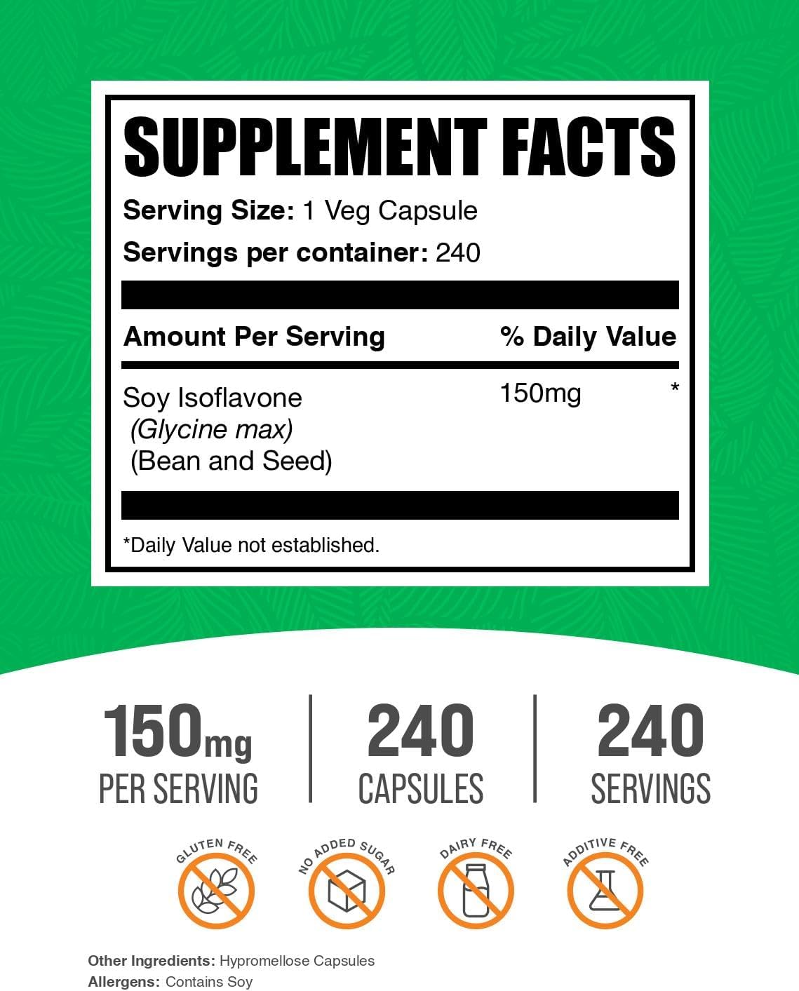 Soya Isoflavones Capsules - 150mg, 240 Count - Vegan & Gluten-free - görsel 2
