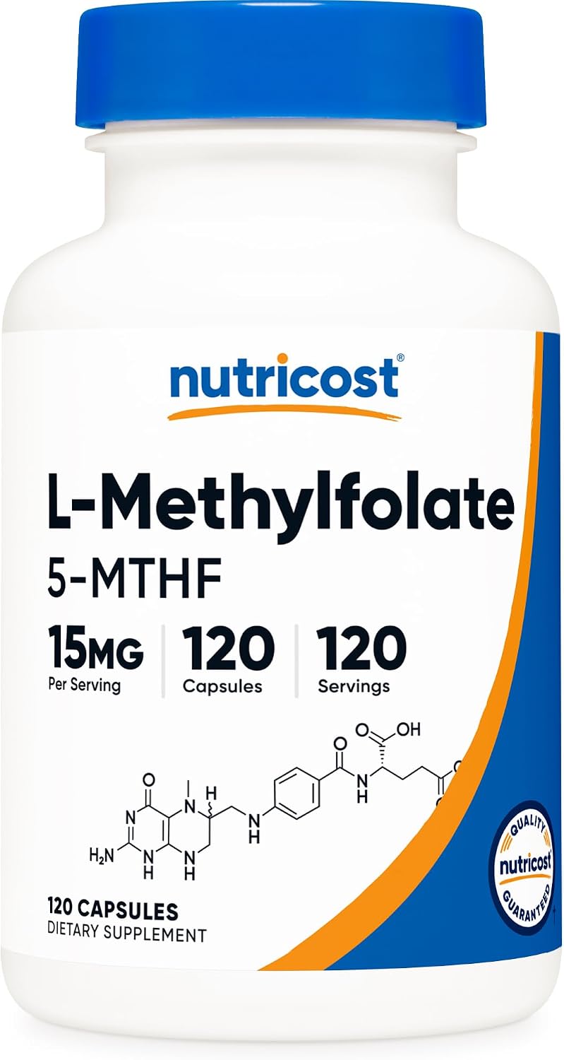 Nutricost L-Methylfolate 15mg, 120 Capsules (5-MTHF) - Vegan, Non-GM, Gluten-free - görsel 1