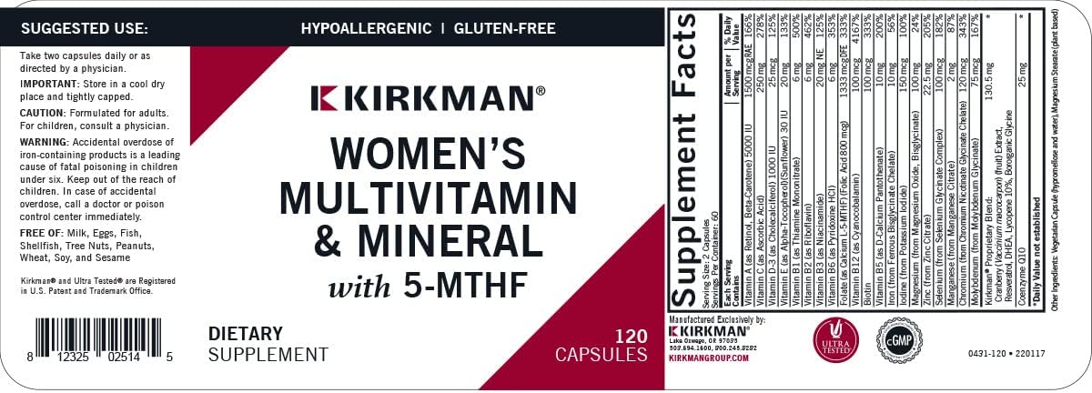 Kirkman Women's Multivitamin & Mineral with 5-MTHF - görsel 3
