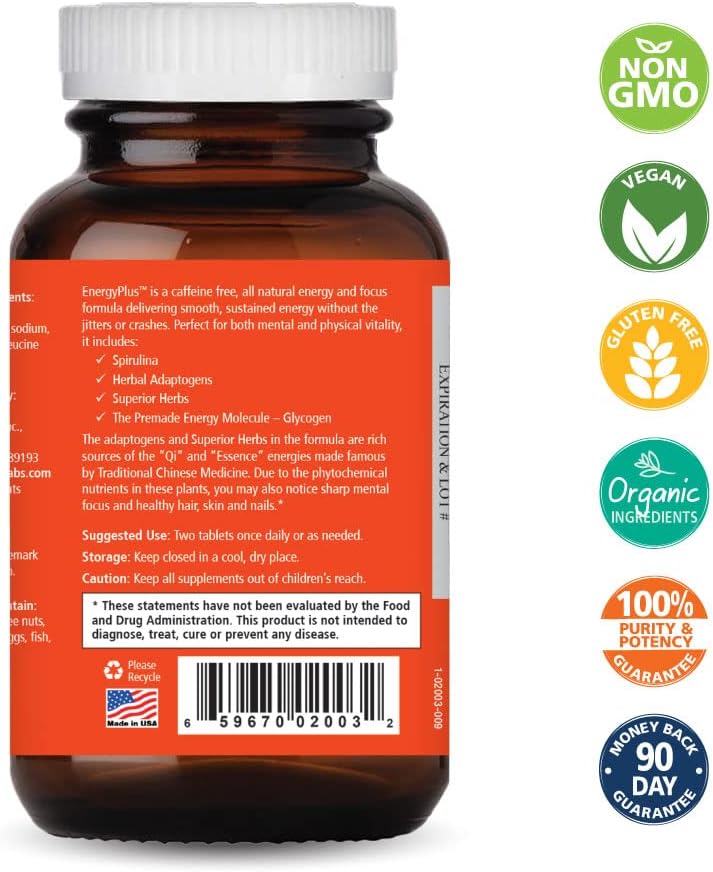 Energy Plus by Pure Essence - Caffeine-Free Herbal Energy and Focus Supplement, 60 Tablets - görsel 2