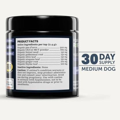 FOUR LEAF ROVER Yeast Guard - Dog Yeast Support for Itchy Skin, Ears & Paws - Veterinary Formulated with Organic Herbs - 30 Day Supply