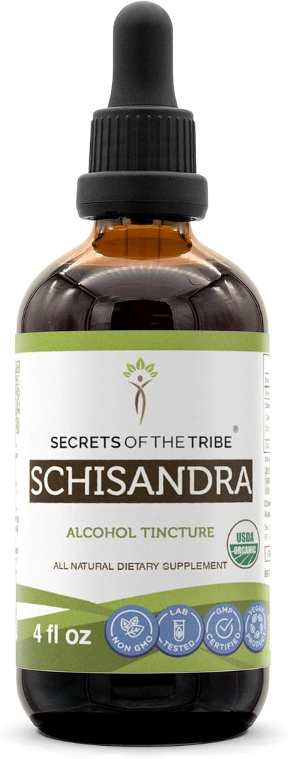 Secrets of the Tribe Schisandra Organic Alcohol Extract, High-Potency Herbal Drops, 118 ml