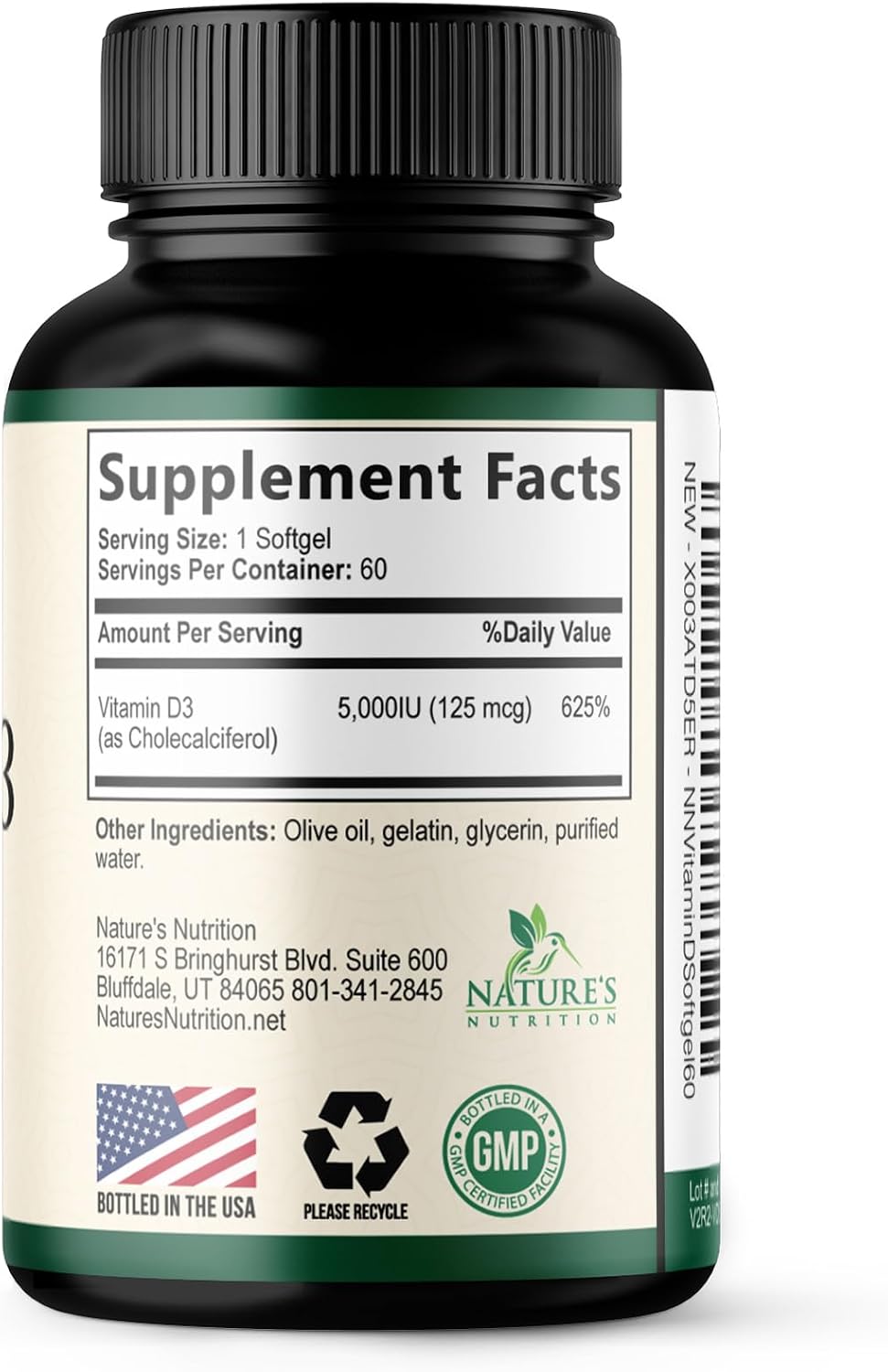 Nature's Nutrition Vitamin D3 5000 IU – High Strength Food Supplement, 60 Softgels - görsel 9