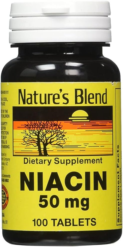 Nature's Blend Niacin 50mg, 100 Tablets