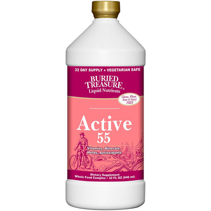 Buried Treasure Active 55 Plus Daily Vitamins, Minerals, Antioxidants & Herbal Blend – 946 ml (Pack of 4)