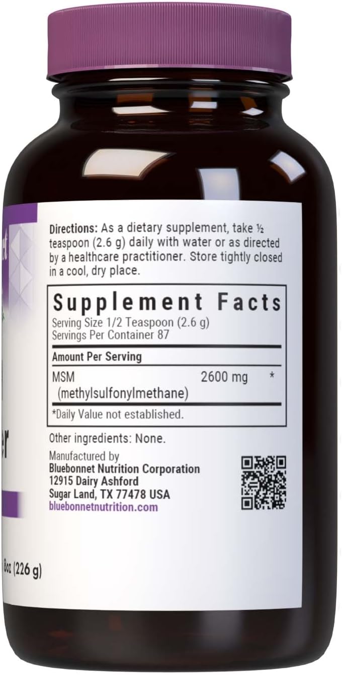 BlueBonnet Nutrition MSM Powder 2600mg - OptiMSM Methylsulfonylmethane - Non-GMO, Vegan, Gluten-Free - 227 g (87 Servings) - görsel 2