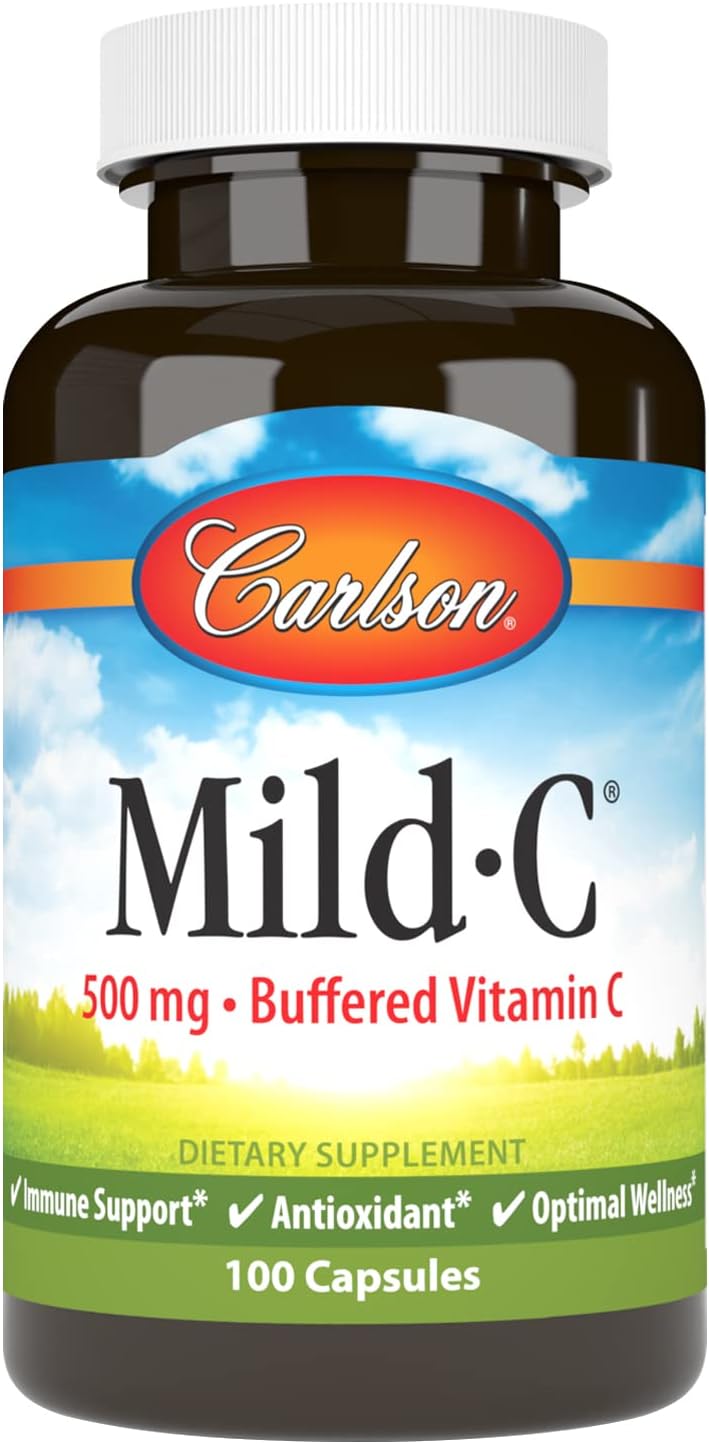 Carlson - Mild-C, 500 mg, Buffered Vitamin C, Immune Support & Optimal Wellness, Antioxidant, 100 Capsules - görsel 1