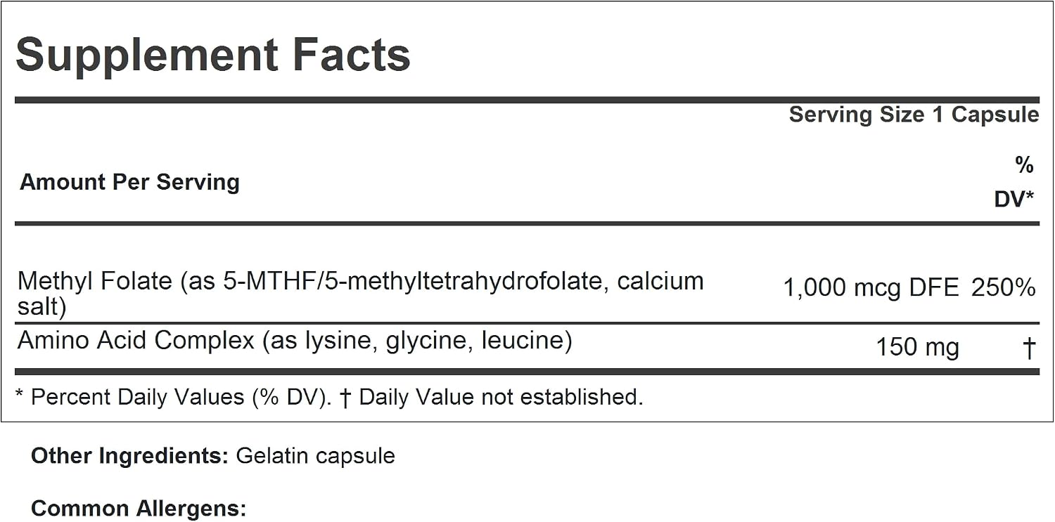ANDREW LESSMAN Methyl Folate 1000 mcg - 240 Capsules - L-Methylfolate Active Vitamin B9 - görsel 2