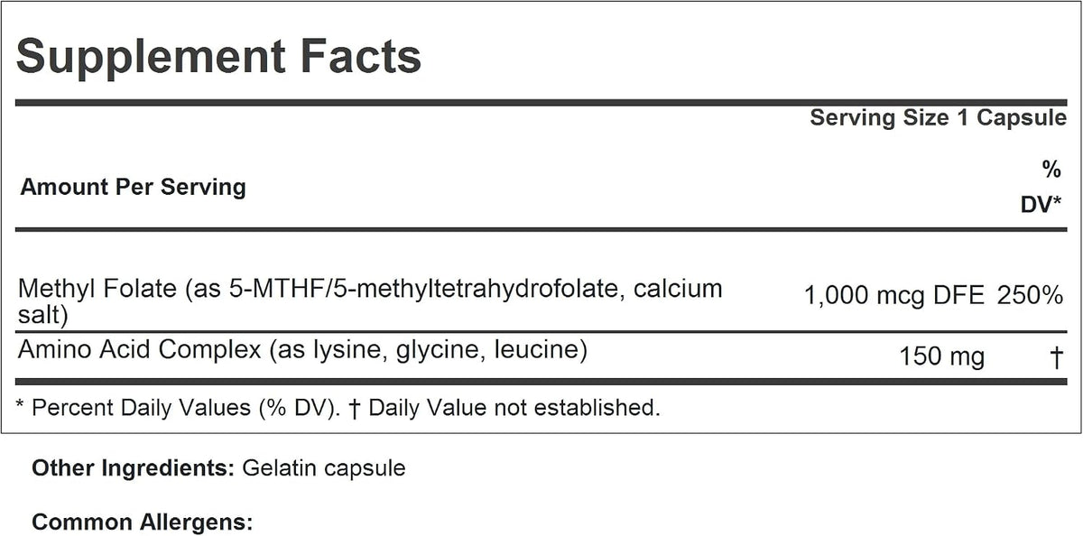 ANDREW LESSMAN Methyl Folate 1000 mcg – 60 Capsules – L-Methylfolate (Vitamin B9) – Contributes to Normal Homocysteine Metabolism and Reduces Tiredness & Fatigue - görsel 2