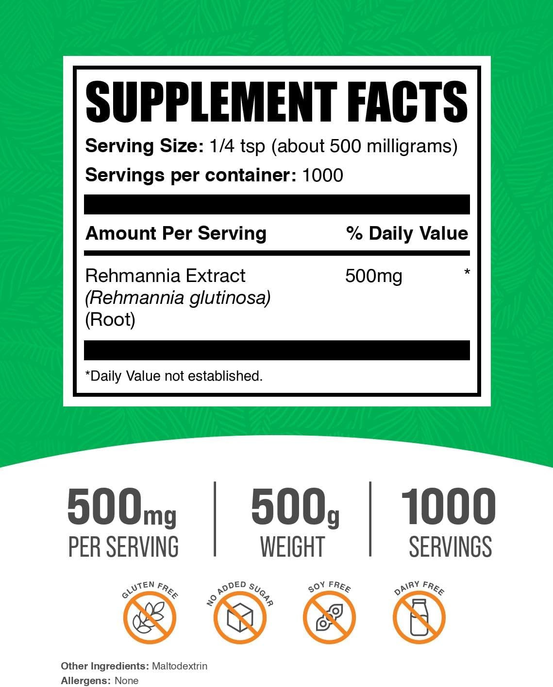 BulkSupplements Rehmannia Extract Powder, 500g - Herbal Supplement - görsel 2
