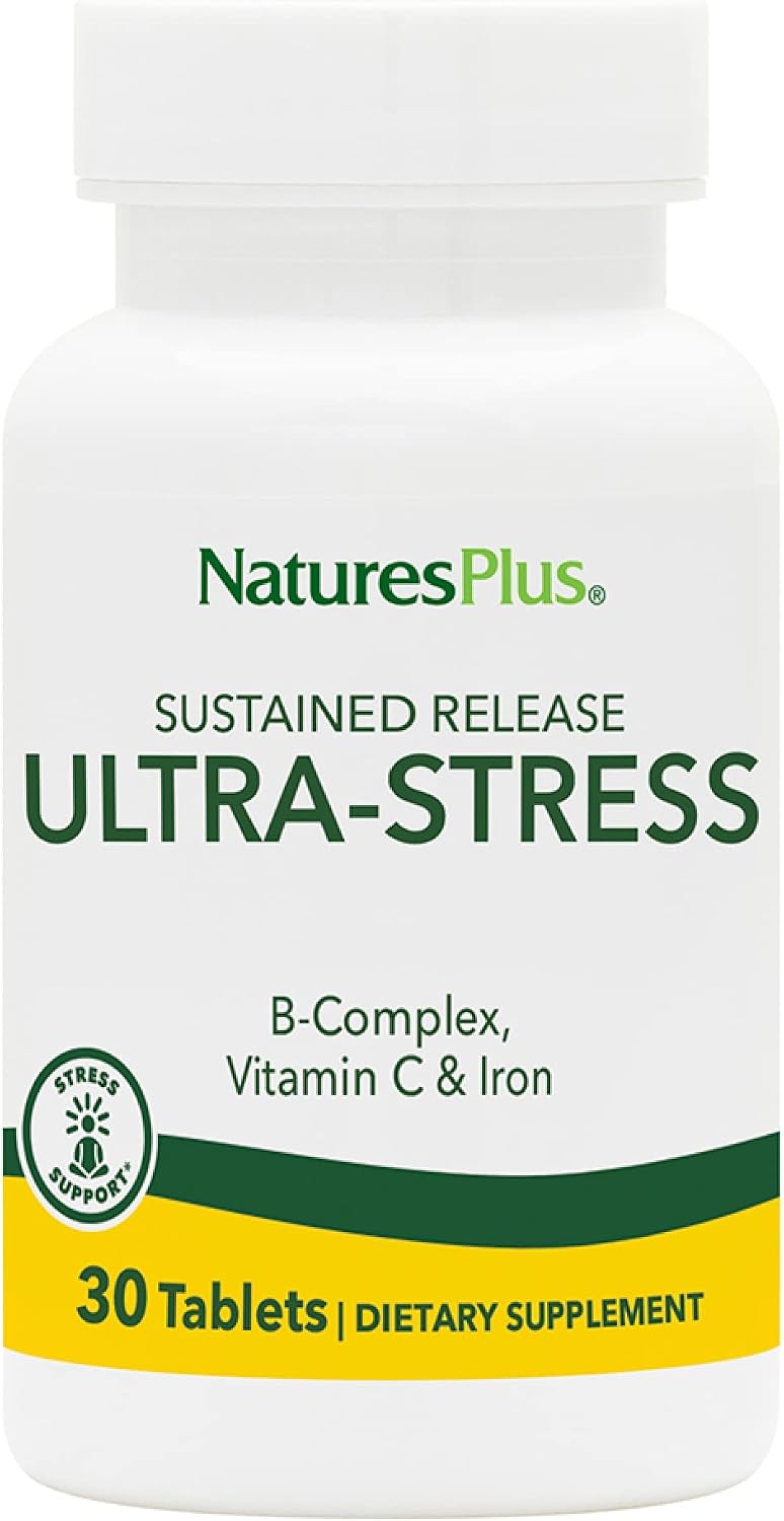 NaturesPlus Ultra-Stress with Iron, Sustained Release - 30 Vegetarian Tablets - görsel 1