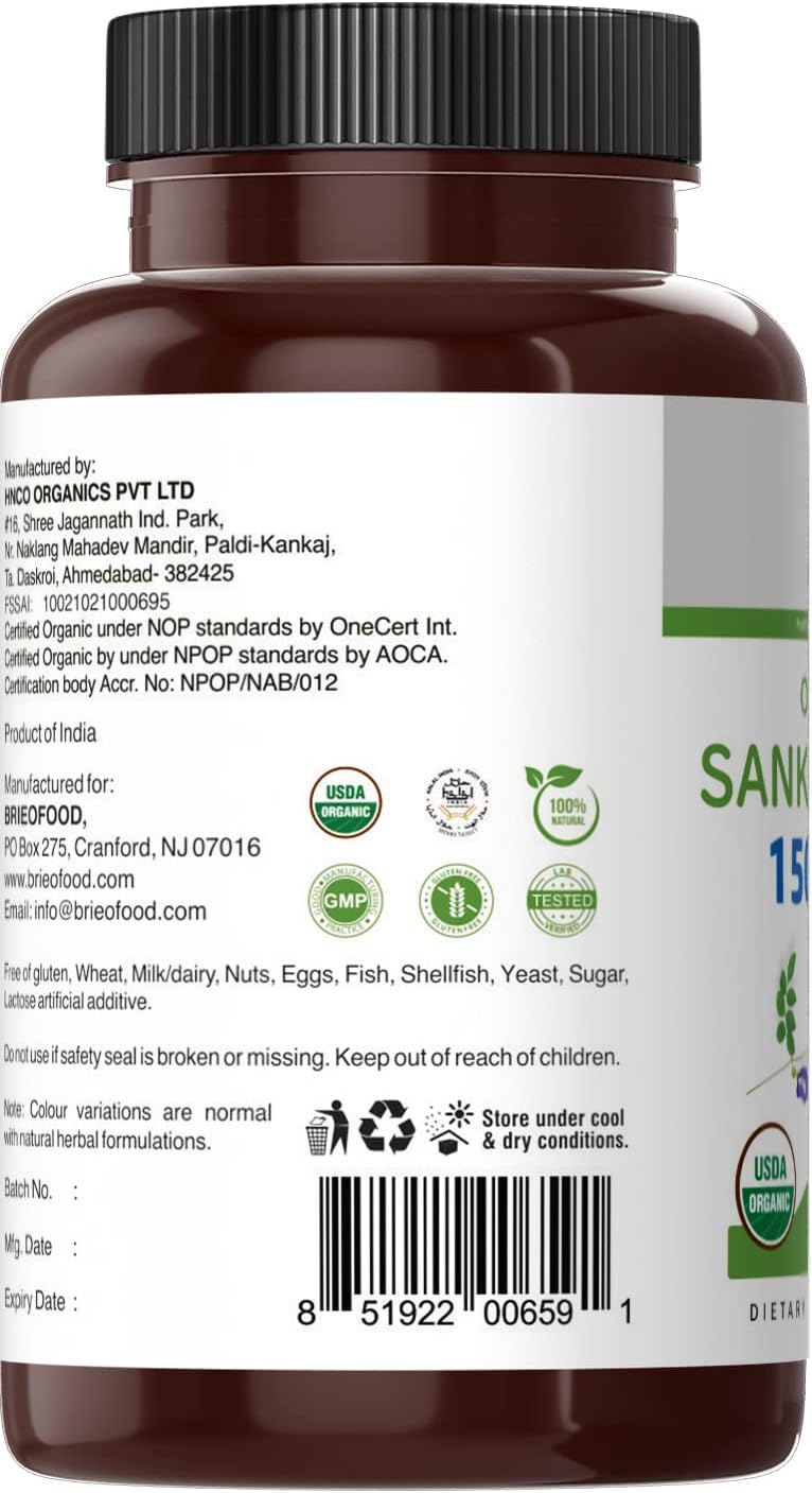 Brieofood Organic Sankhpushpi 1500mg, 90 Vegetarian Tablets - görsel 5