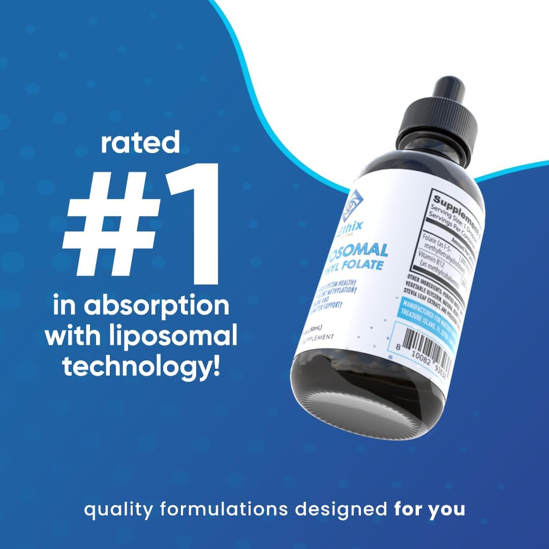 NuEthix Formulations Liposomal B12 with Methyl Folate – Bioactive B Vitamins, 30 ml (30 servings) - görsel 4