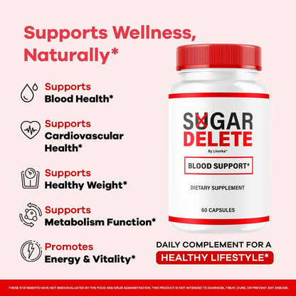 Sugar Delete Capsules – Premium All Natural Blood Sugar Support Food Supplement, 300 Capsules (5 Month Supply)