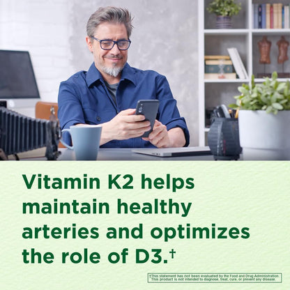 Vitamin D3 5000 IU + K2 MK-7 100mcg – Bone, Heart & Immune Support – 60 Capsules