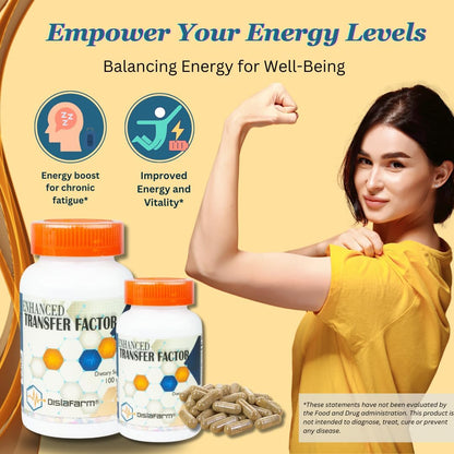 Transfer Factor Enhanced - Immune Support Supplement with Cow Colostrum, Egg Yolk & Mushroom Blend, 100 Capsules