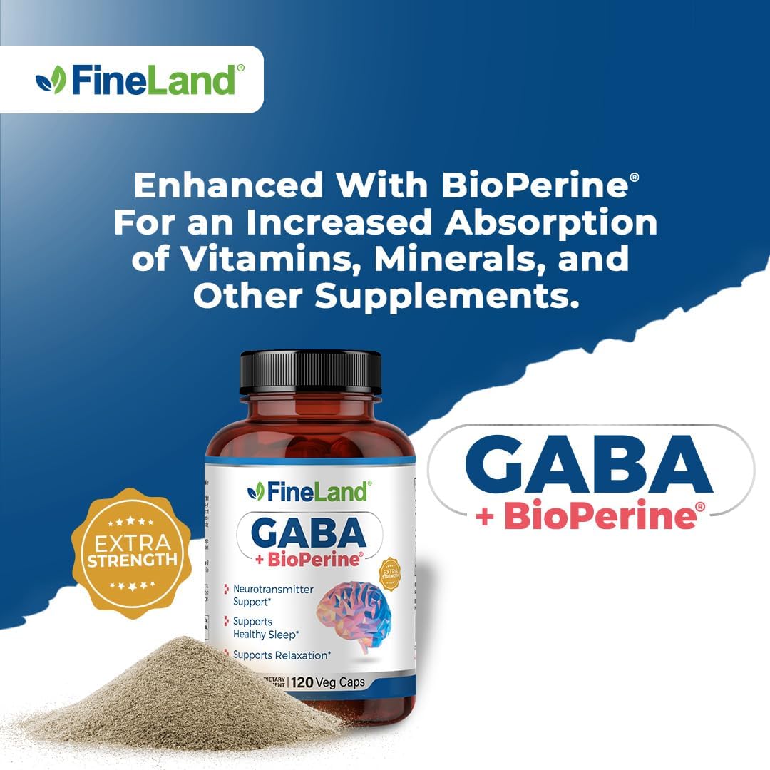 FineLand GABA + BioPerine – Gamma-Aminobutyric Acid Supplement for Relaxation & Daily Calm (120 Capsules) - görsel 2