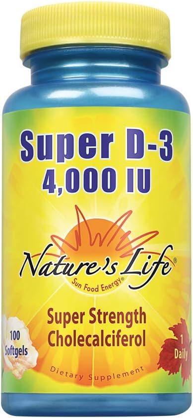 Nature's Life Super D-3 4000 IU Vitamin D3 Supplement – 100 Softgels - görsel 1