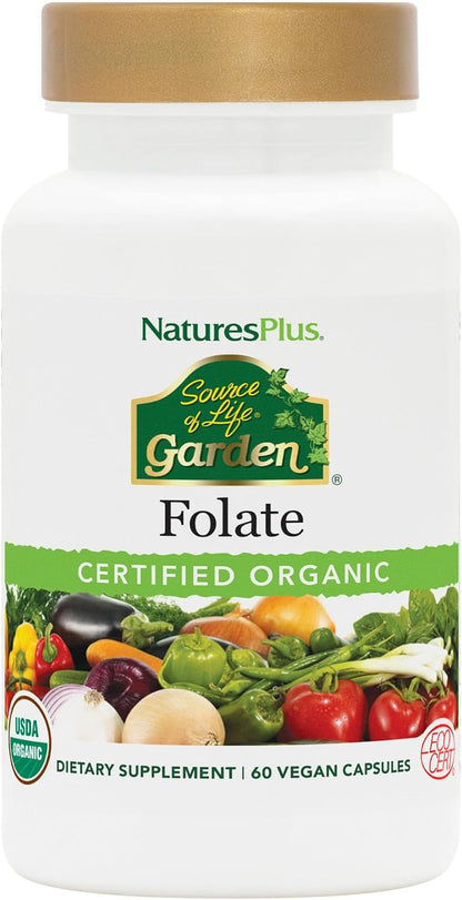 NaturesPlus Source of Life Garden Folate – Organic Folate from Lemon Peel, 60 Capsules – Image 1
