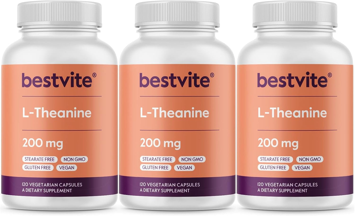 BESTVITE L-Theanine 200mg (120 Vegetarian Capsules) - No Stearates - Vegan - Non-GM - Gluten-free - görsel 8