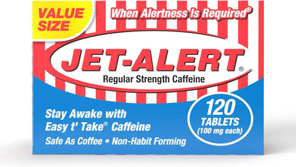 Jet-Alert Caffeine Tablets 100 mg, 120 Tablets