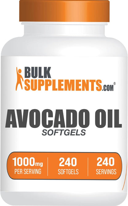 BulkSupplements.com Avocado Oil 1000mg Soft gel capsules – Gluten & Soya-free, 240 Soft gel capsules