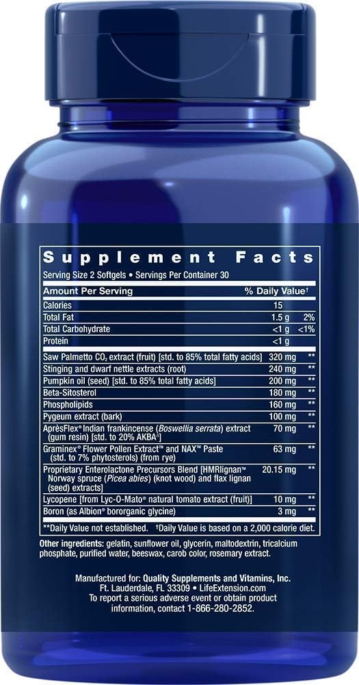 Life Extension Ultra Prostate Softgels, 60 Softgels (Pack of 2) - görsel 3