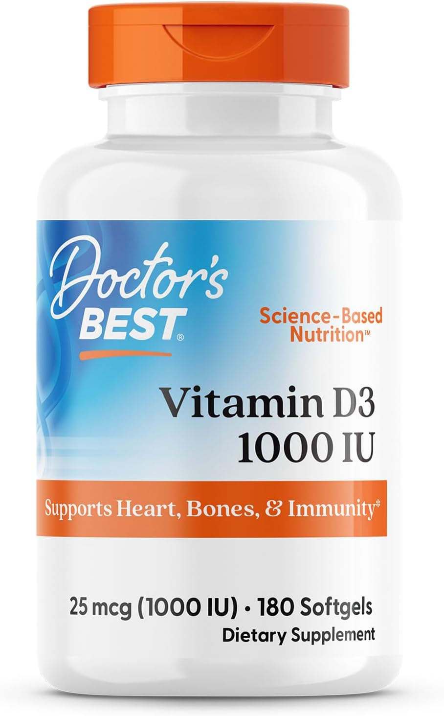 Doctor's Best Vitamin D3 1000 IU Softgel Capsules - Immune and Bone Health Support - 180 Capsules - görsel 1