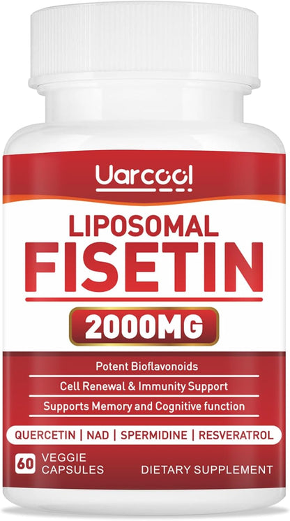 Uarcool Fisetin Supplement 2000mg - Healthy Ageing and Longevity Support, Brain and Skin Health - 60 Soft Capsules
