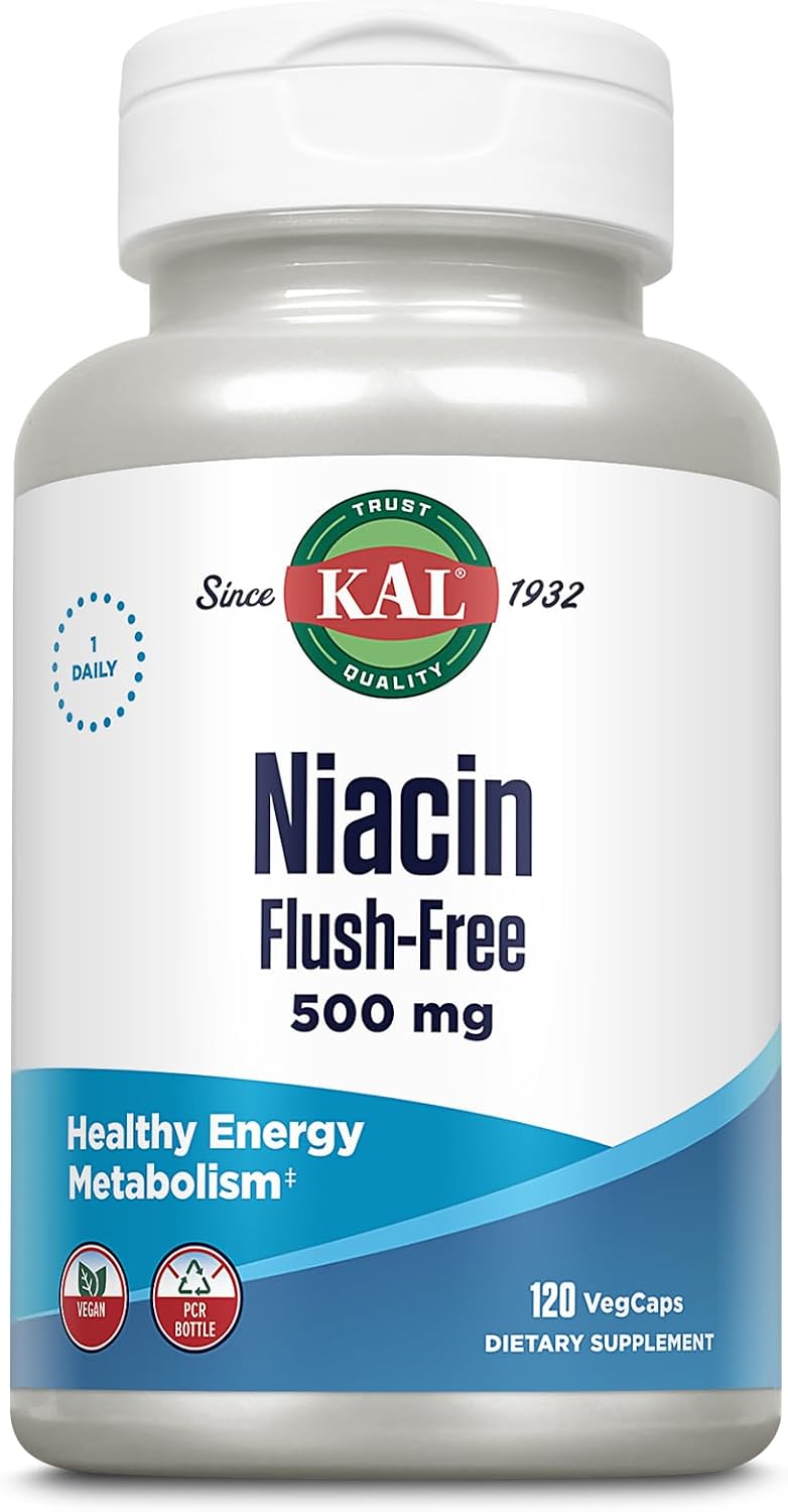 KAL Niacin Flush-Free 500 mg – 120 Capsules - görsel 1
