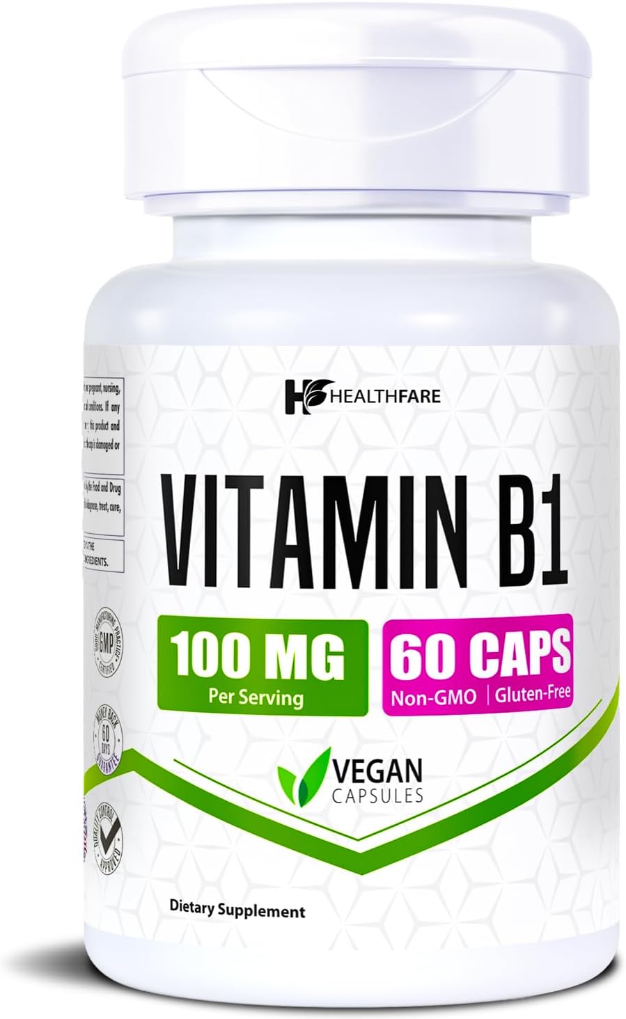 Healthfare Vitamin B1 100mg – Thiamine Supplement, 60 Capsules - görsel 1