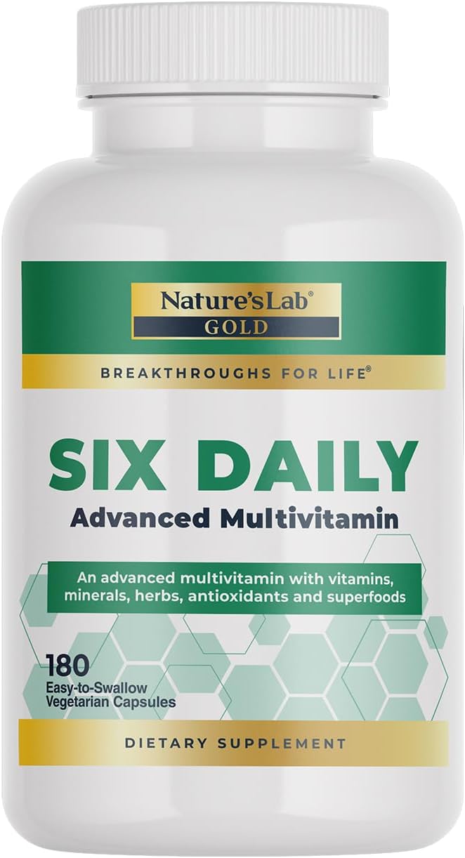 Nature's Lab Six Daily Advanced Multivitamin - 90+ Nutrients, Minerals, Antioxidants, Herbs & Whole Foods - 180 Capsules (30-Day Supply) - görsel 1