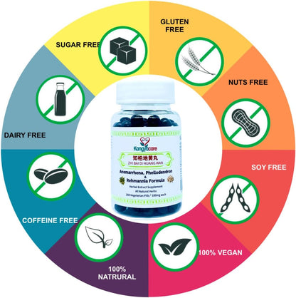 Zhi Bai Di Huang Wan - Anemarrhena, Phellodendron & Rehmannia Formula - All Natural Herbs - 200 Pills