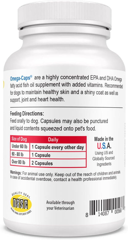 Omega-Caps HP Snip Tips for Cats & Smaller Dogs - Omega-3 Fish Oil Supplement with EPA, DHA, Vitamins, Minerals, and Antioxidants - Supports Immune, Joint, Heart, and Brain Health - 60 Softgels