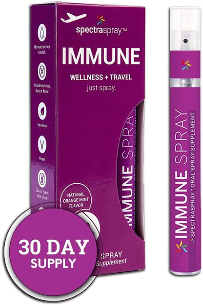 Immune Support Liquid Vitamin Spray - Vitamins C, E, Zinc and L-Lysine, 30-Day Supply per Spray