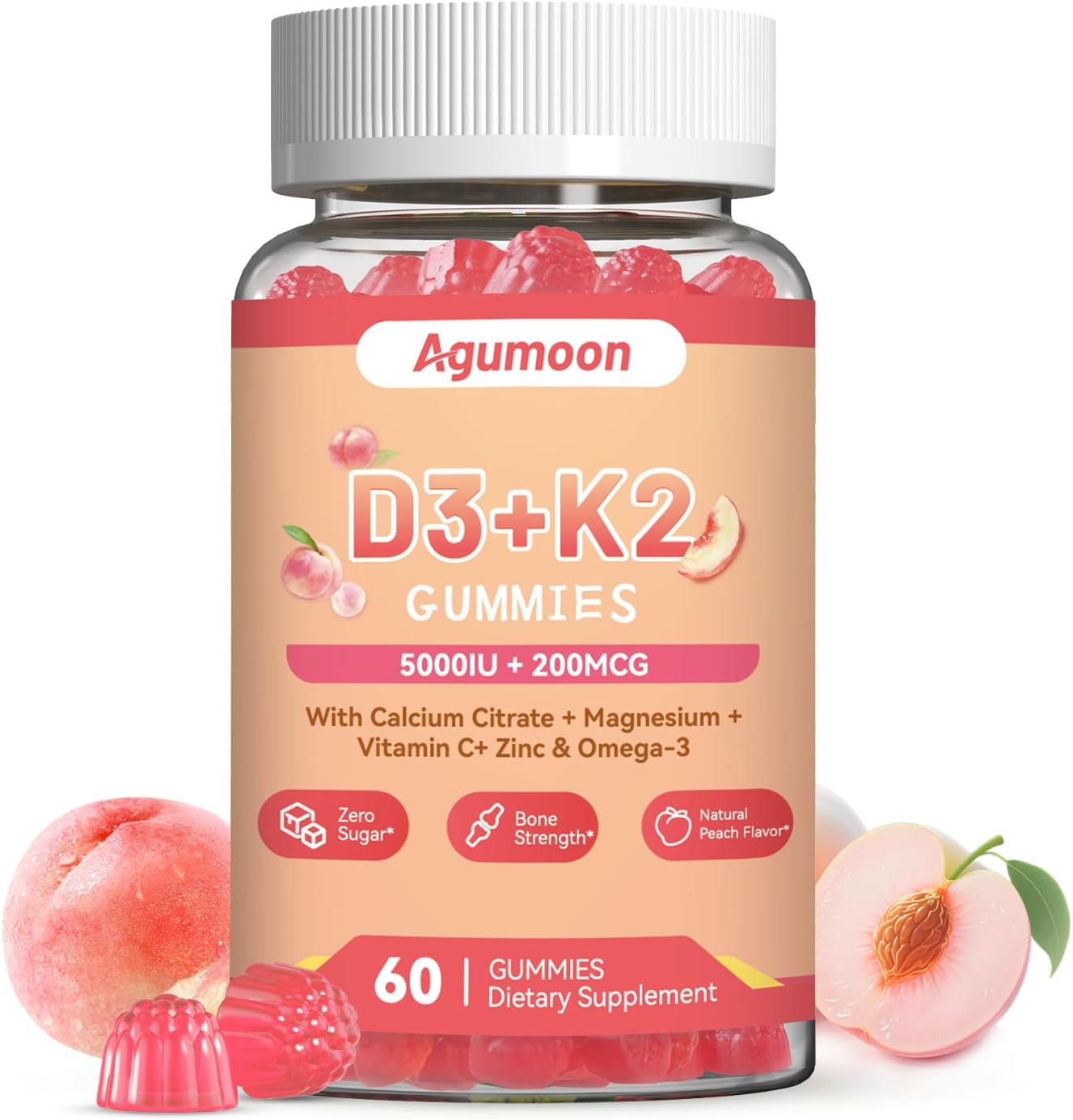Agumoon Vitamin D3 K2 Gummies for Adults, 60 Gummies - görsel 1