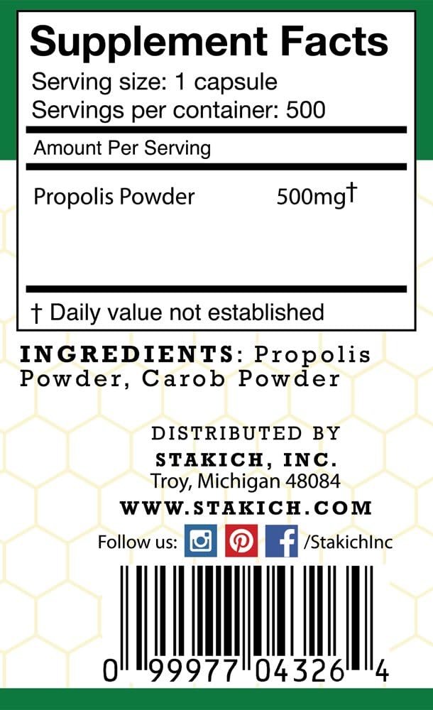 Stakich Propolis Capsules – 500 mg, 500 Count - görsel 2