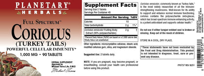 Planetary Herbals Coriolus Full Spectrum 1000mg - 90 Tablets