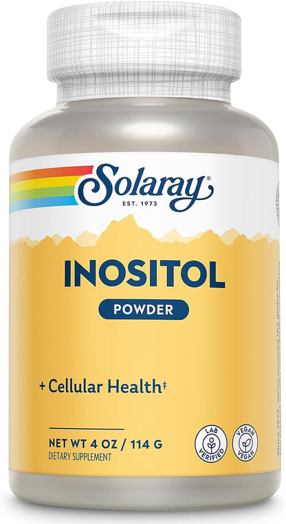 SOLARAY Pure Inositol Powder - Vegan, Lab Verified, 4 oz (113 g, 163 Servings)