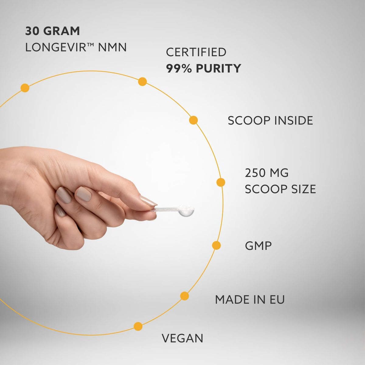 PUROVITALIS NMN Powder – 99% Pure Longevir Nicotinamide Mononucleotide, NAD+ Boost, 30g (2-Month Supply) - görsel 3