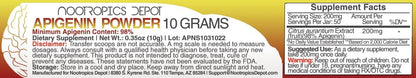 Apigenin Powder | 10 Grammes | 50 Servings | >98% Purity | Nootropics Depot