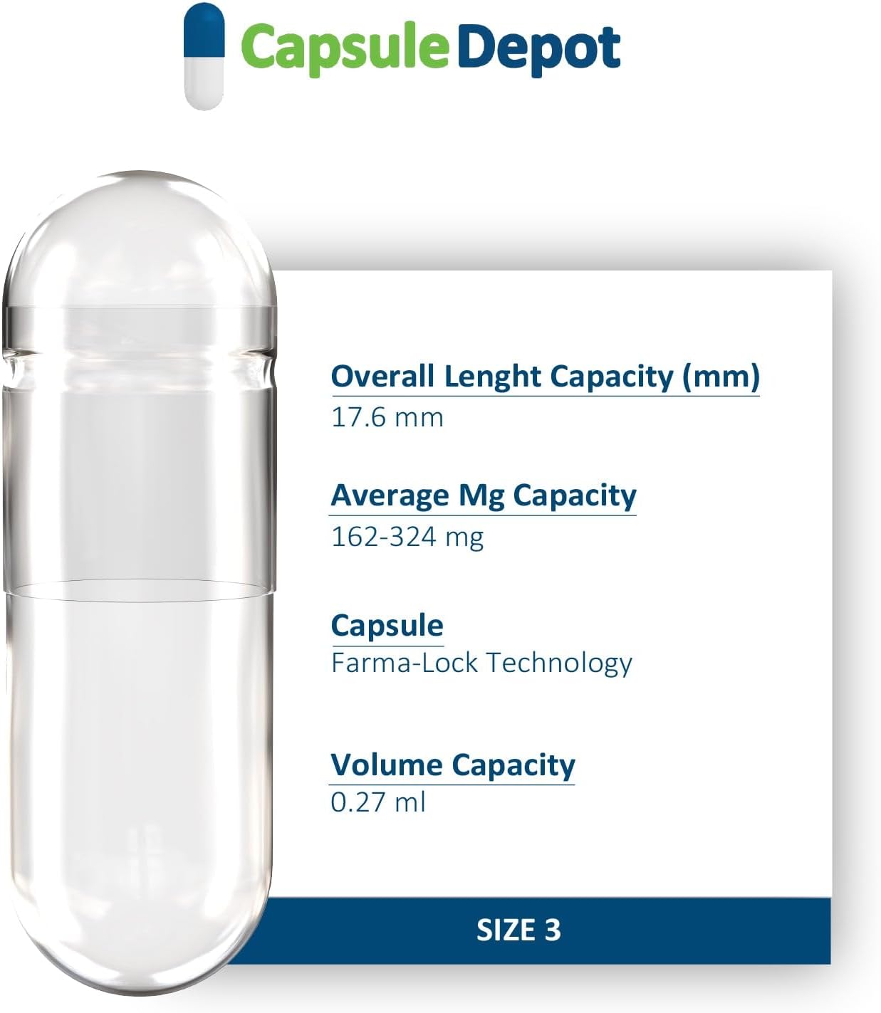 Clear Size 3 Empty Capsules - 500 Count Vegan Empty Capsules - görsel 2