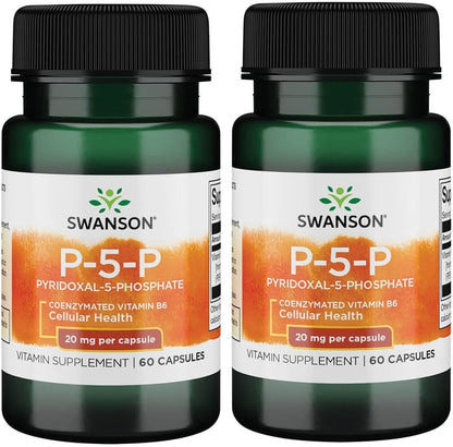 Swanson P-5-P (Pyridoxal-5-Phosphate) Coenzymated Vitamin B6 - 20 mg, 60 Capsules (4-Pack)
