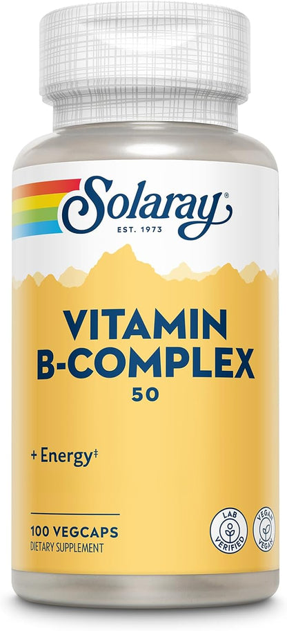 SOLARAY Vitamin B Complex 50 mg – Daily Support for Energy Metabolism & Nervous System – 50 Vegan Capsules